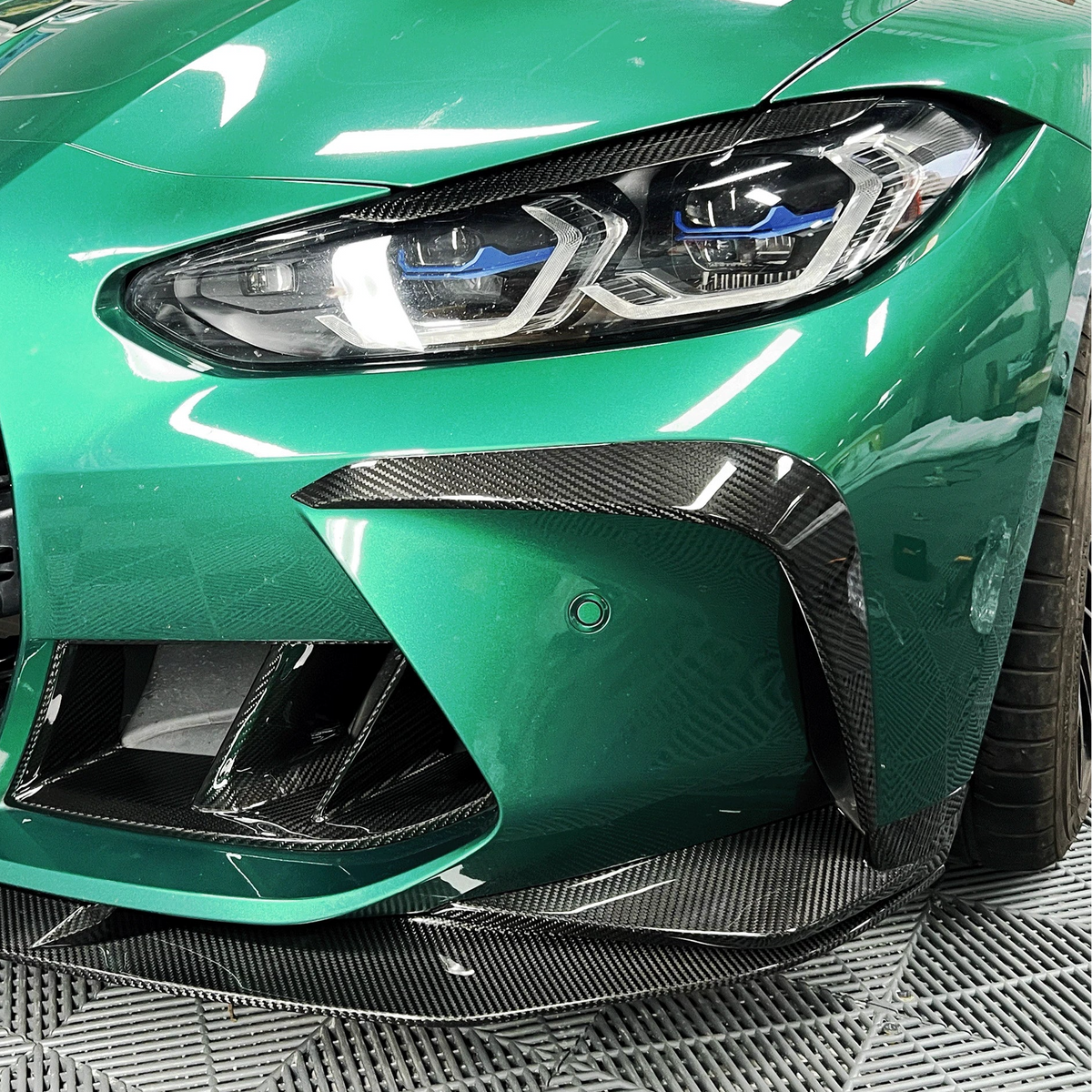 AlpineX Dynamics Carbon Fiber Front Bumper Fangs For BMW G8X M3 M4