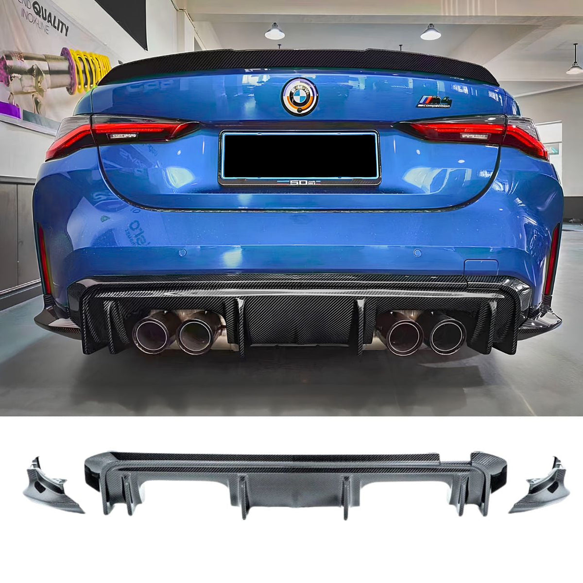 AlpineX Dynamics 3D Style Pre-preg Dry Carbon Fiber Rear Diffuser For BMW G80 M3 / G82 M4