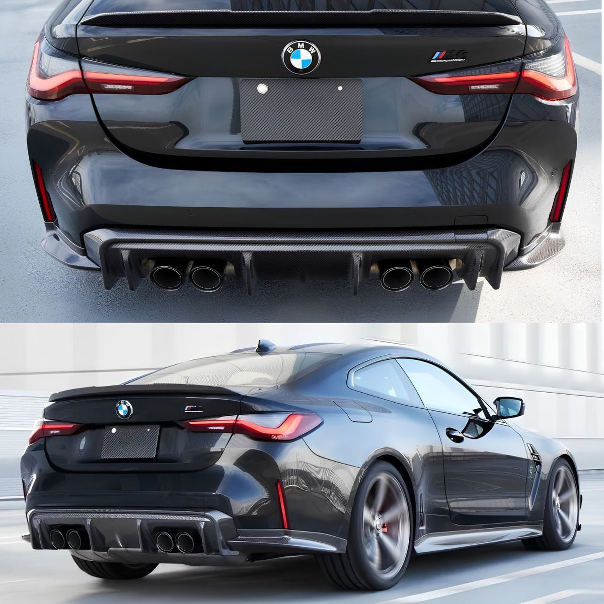 AlpineX Dynamics 3D Style Pre-preg Dry Carbon Fiber Rear Diffuser For BMW G80 M3 / G82 M4