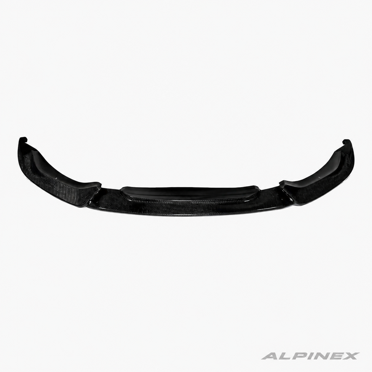 AlpineX Dynamics Varis Style Carbon Fiber Front Lip for BMW F8X M3 M4 featuring a glossy carbon fiber finish and aggressive front aerodynamic styling.